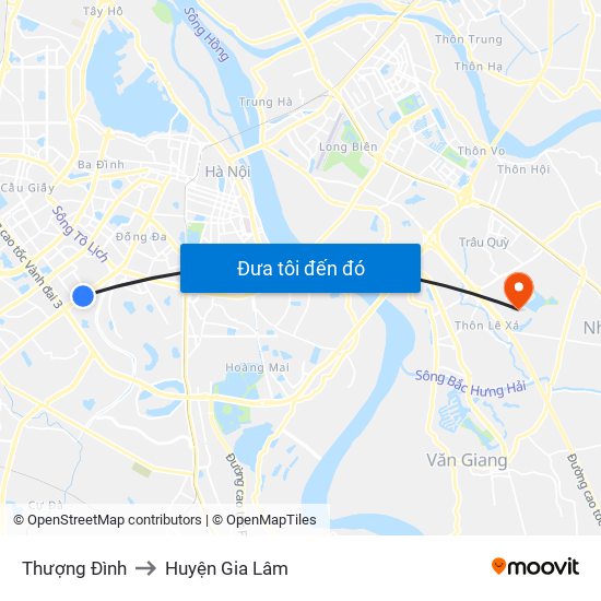 Thượng Đình to Huyện Gia Lâm map