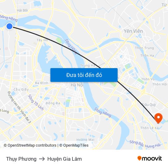 Thụy Phương to Huyện Gia Lâm map