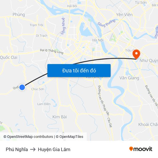 Phú Nghĩa to Huyện Gia Lâm map