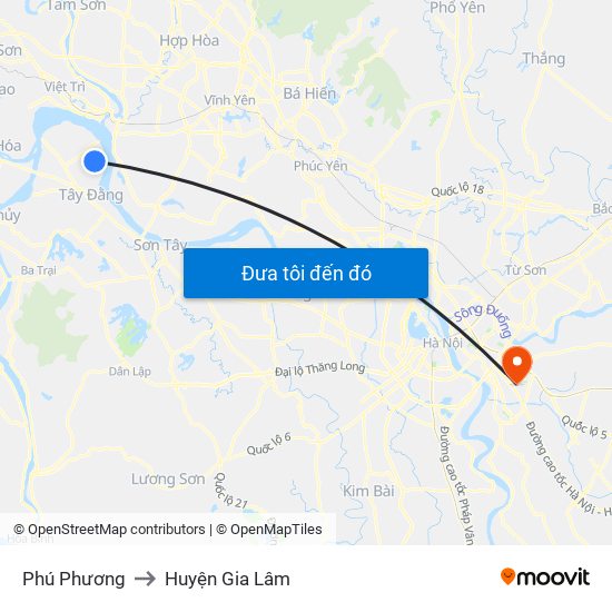 Phú Phương to Huyện Gia Lâm map