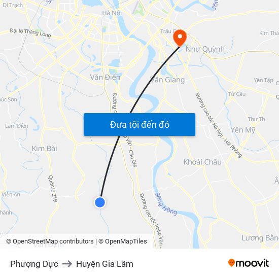 Phượng Dực to Huyện Gia Lâm map