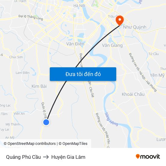 Quảng Phú Cầu to Huyện Gia Lâm map