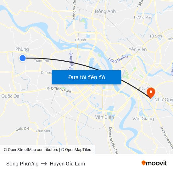 Song Phượng to Huyện Gia Lâm map