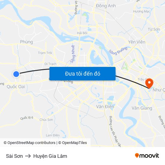 Sài Sơn to Huyện Gia Lâm map