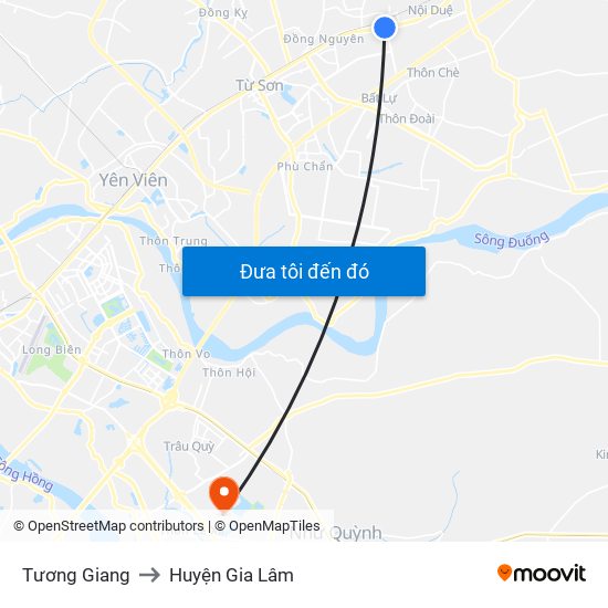 Tương Giang to Huyện Gia Lâm map