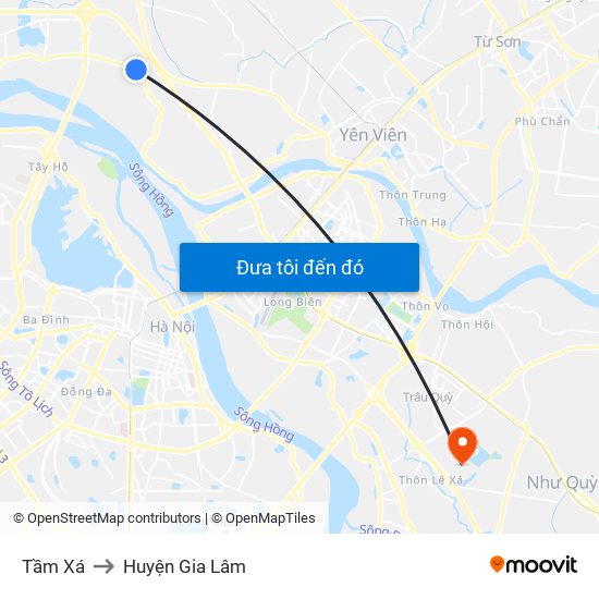 Tầm Xá to Huyện Gia Lâm map