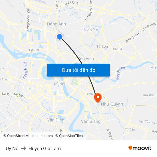 Uy Nỗ to Huyện Gia Lâm map