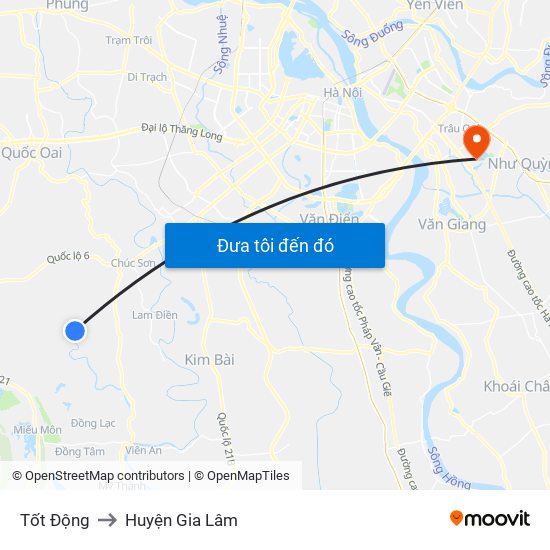 Tốt Động to Huyện Gia Lâm map