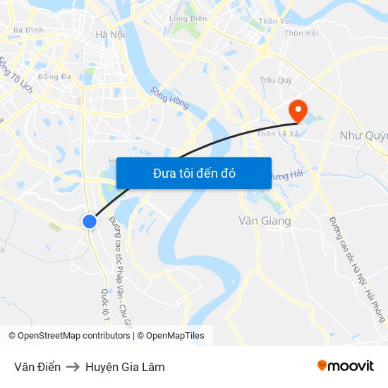 Văn Điển to Huyện Gia Lâm map