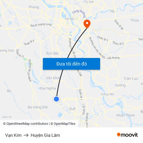 Vạn Kim to Huyện Gia Lâm map