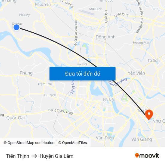 Tiến Thịnh to Huyện Gia Lâm map