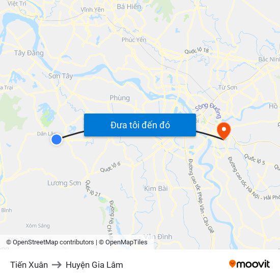 Tiến Xuân to Huyện Gia Lâm map