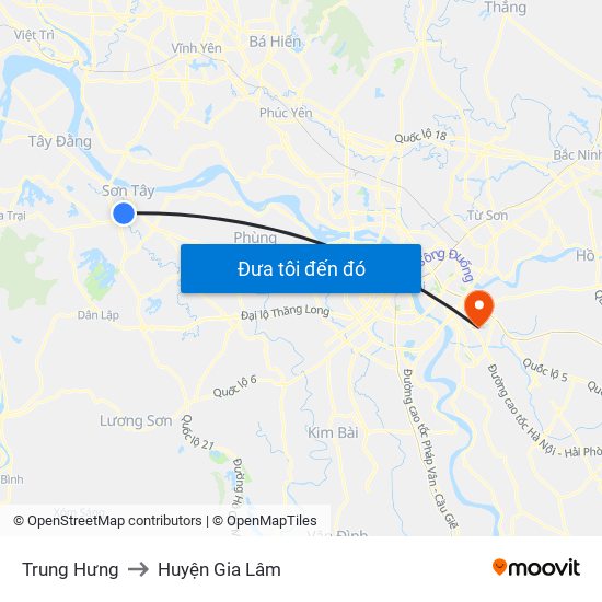 Trung Hưng to Huyện Gia Lâm map