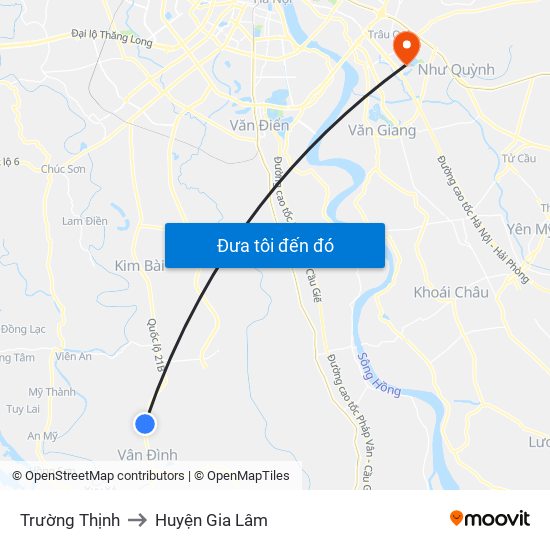 Trường Thịnh to Huyện Gia Lâm map