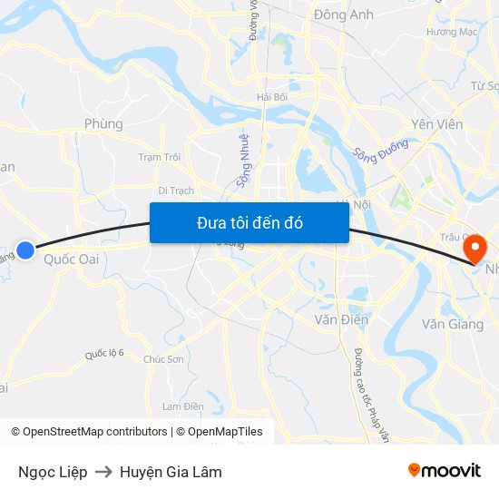 Ngọc Liệp to Huyện Gia Lâm map