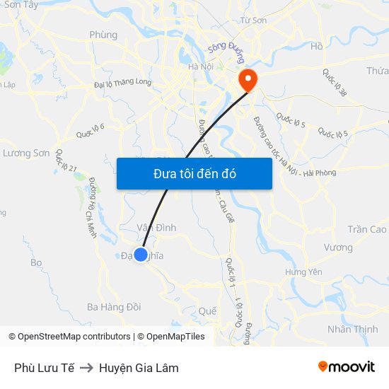 Phù Lưu Tế to Huyện Gia Lâm map