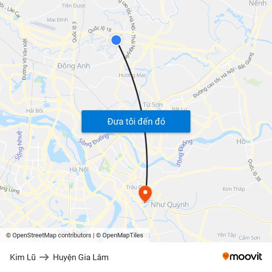 Kim Lũ to Huyện Gia Lâm map