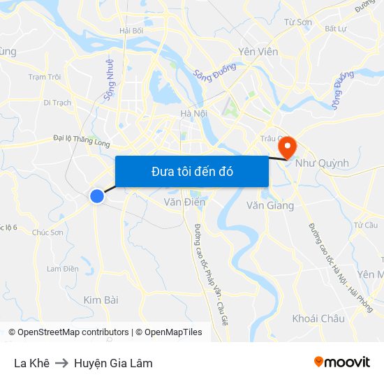 La Khê to Huyện Gia Lâm map