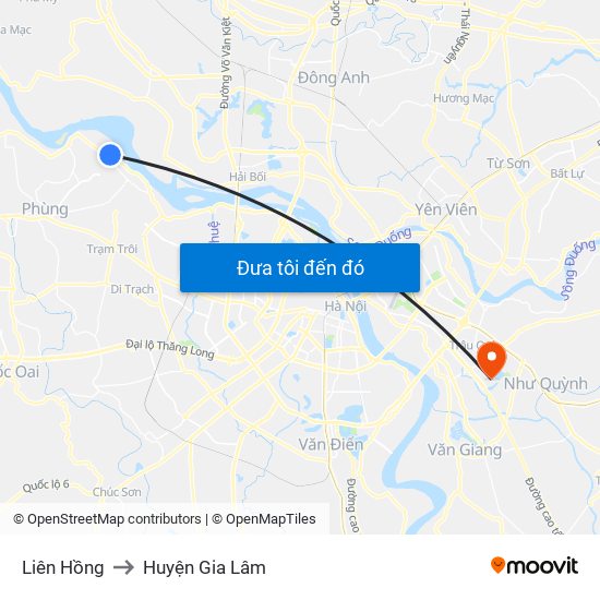 Liên Hồng to Huyện Gia Lâm map