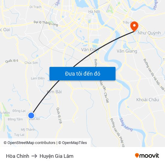 Hòa Chính to Huyện Gia Lâm map