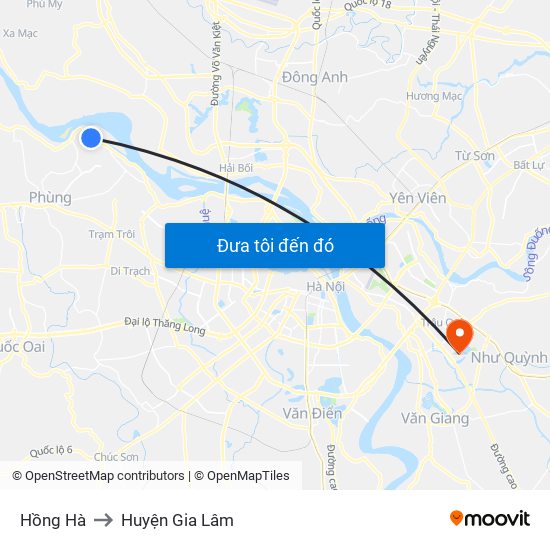 Hồng Hà to Huyện Gia Lâm map