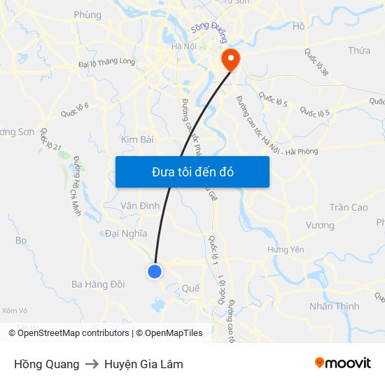 Hồng Quang to Huyện Gia Lâm map
