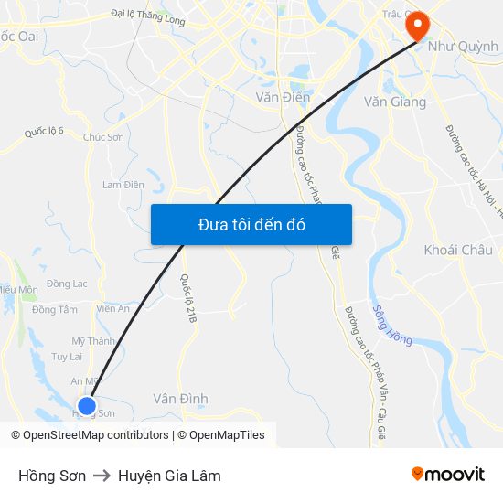 Hồng Sơn to Huyện Gia Lâm map