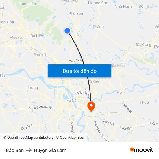 Bắc Sơn to Huyện Gia Lâm map