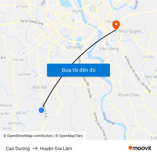 Cao Dương to Huyện Gia Lâm map