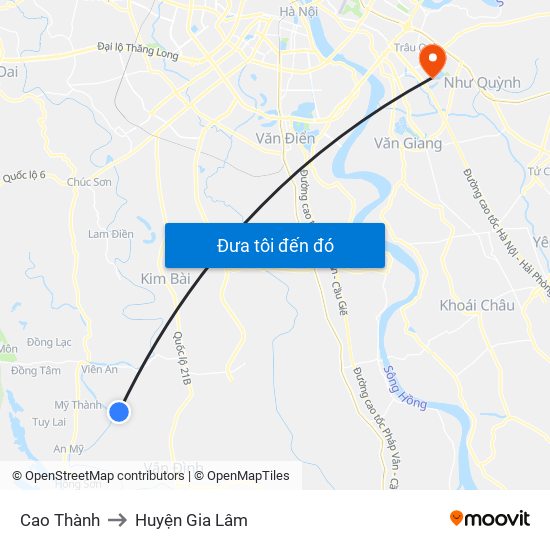 Cao Thành to Huyện Gia Lâm map