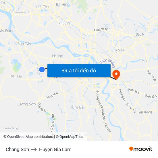Chàng Sơn to Huyện Gia Lâm map