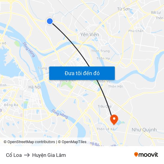 Cổ Loa to Huyện Gia Lâm map