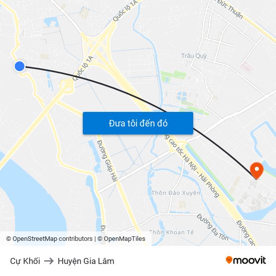 Cự Khối to Huyện Gia Lâm map