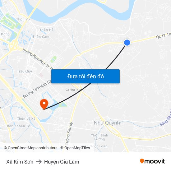 Xã Kim Sơn to Huyện Gia Lâm map