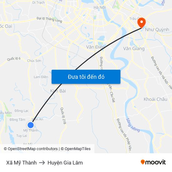 Xã Mỹ Thành to Huyện Gia Lâm map