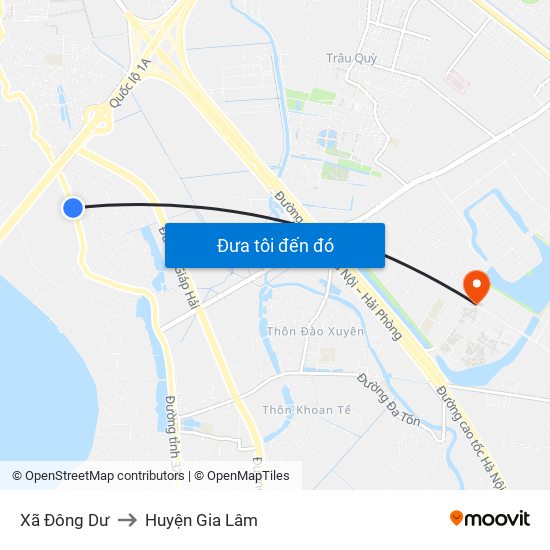 Xã Đông Dư to Huyện Gia Lâm map