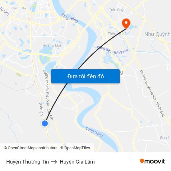 Huyện Thường Tín to Huyện Gia Lâm map