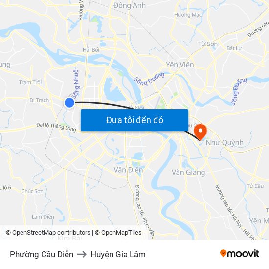 Phường Cầu Diễn to Huyện Gia Lâm map