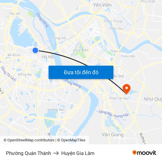 Phường Quán Thánh to Huyện Gia Lâm map