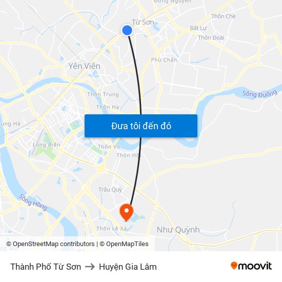 Thành Phố Từ Sơn to Huyện Gia Lâm map