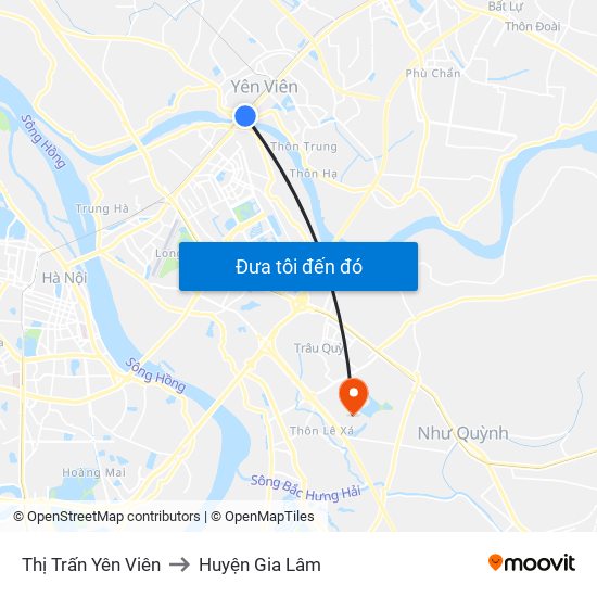 Thị Trấn Yên Viên to Huyện Gia Lâm map