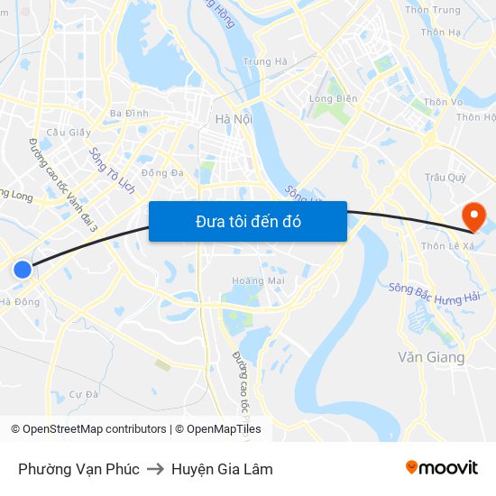 Phường Vạn Phúc to Huyện Gia Lâm map