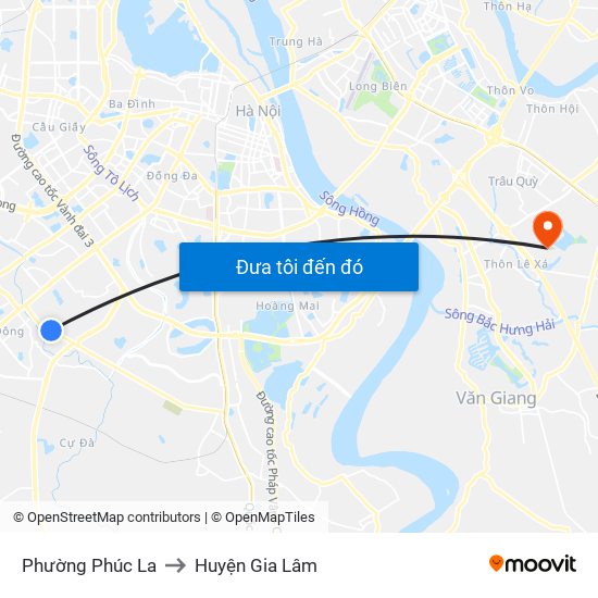 Phường Phúc La to Huyện Gia Lâm map