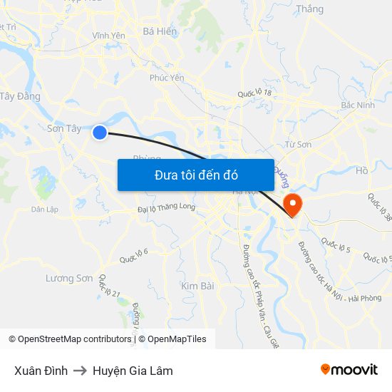 Xuân Đình to Huyện Gia Lâm map