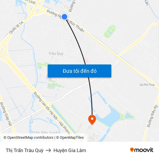 Thị Trấn Trâu Quỳ to Huyện Gia Lâm map