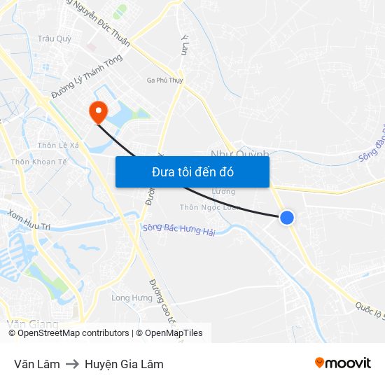 Văn Lâm to Huyện Gia Lâm map