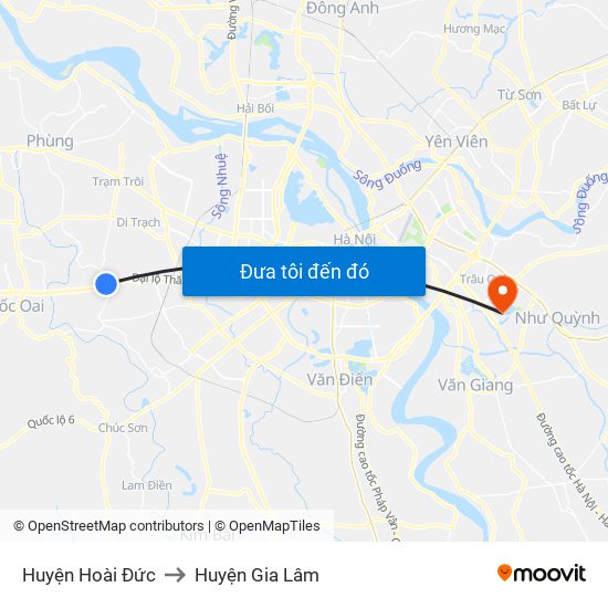 Huyện Hoài Đức to Huyện Gia Lâm map