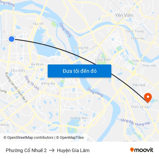 Phường Cổ Nhuế 2 to Huyện Gia Lâm map