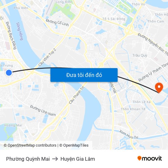 Phường Quỳnh Mai to Huyện Gia Lâm map