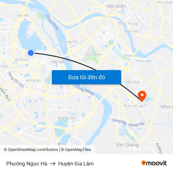 Phường Ngọc Hà to Huyện Gia Lâm map